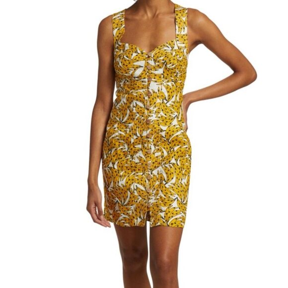 Farm Rio Spotted Bananas Cross-Back Mini Dress, Size XS, Cross-back Strap Cotton - Picture 1 of 10